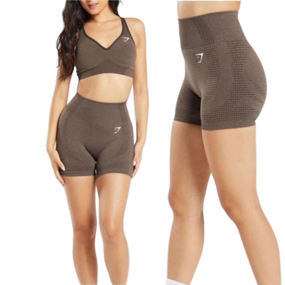 Gymshark Vital Seamless 2.0 Shorts Brown Small B1A4J Activewear Yoga Workout